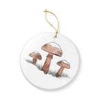 Snowy Mushrooms Ceramic Ornament