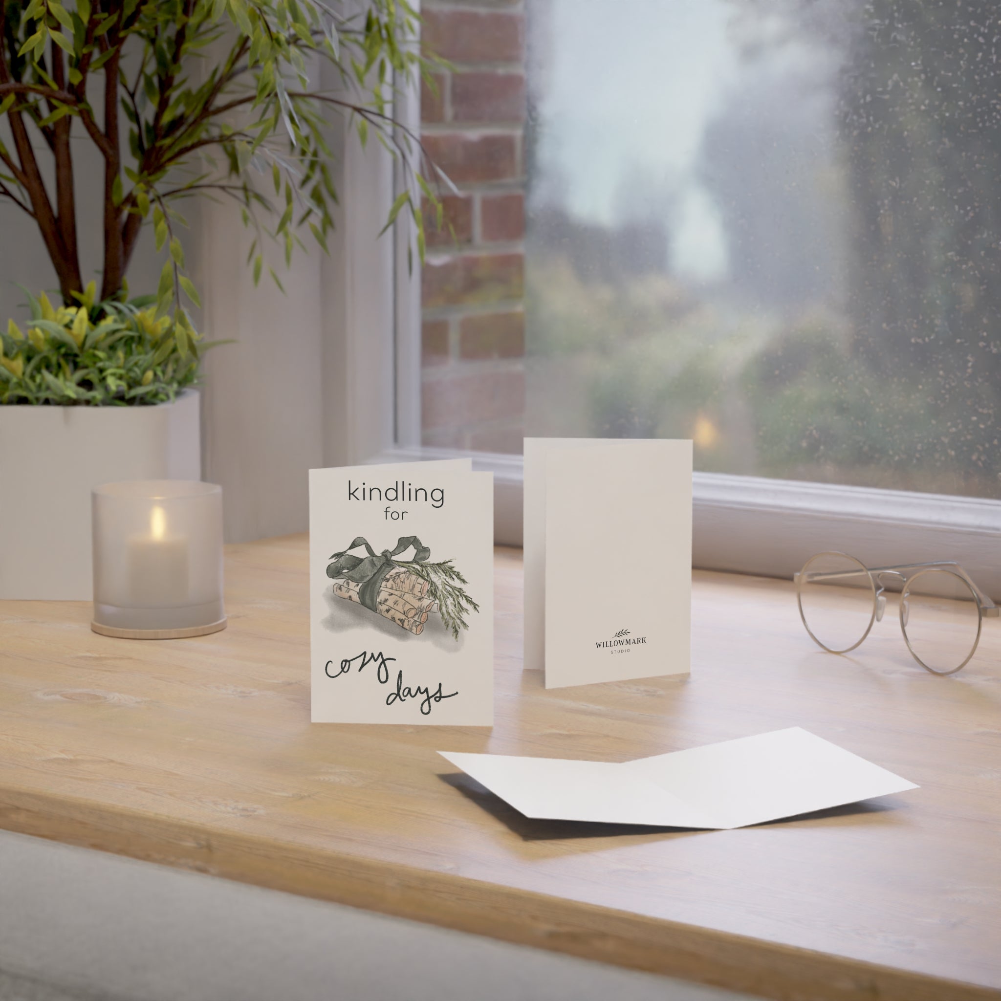 "Kindling For Cozy Days" Greeting Card (1, 10, 30, or 50 pack)
