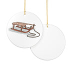 Wooden Sled Ceramic Ornament