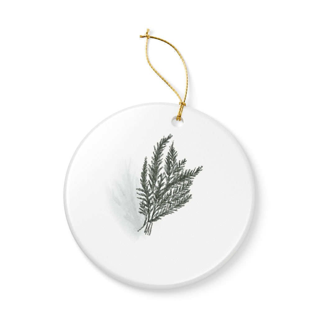 Cedar Bough Ceramic Ornament