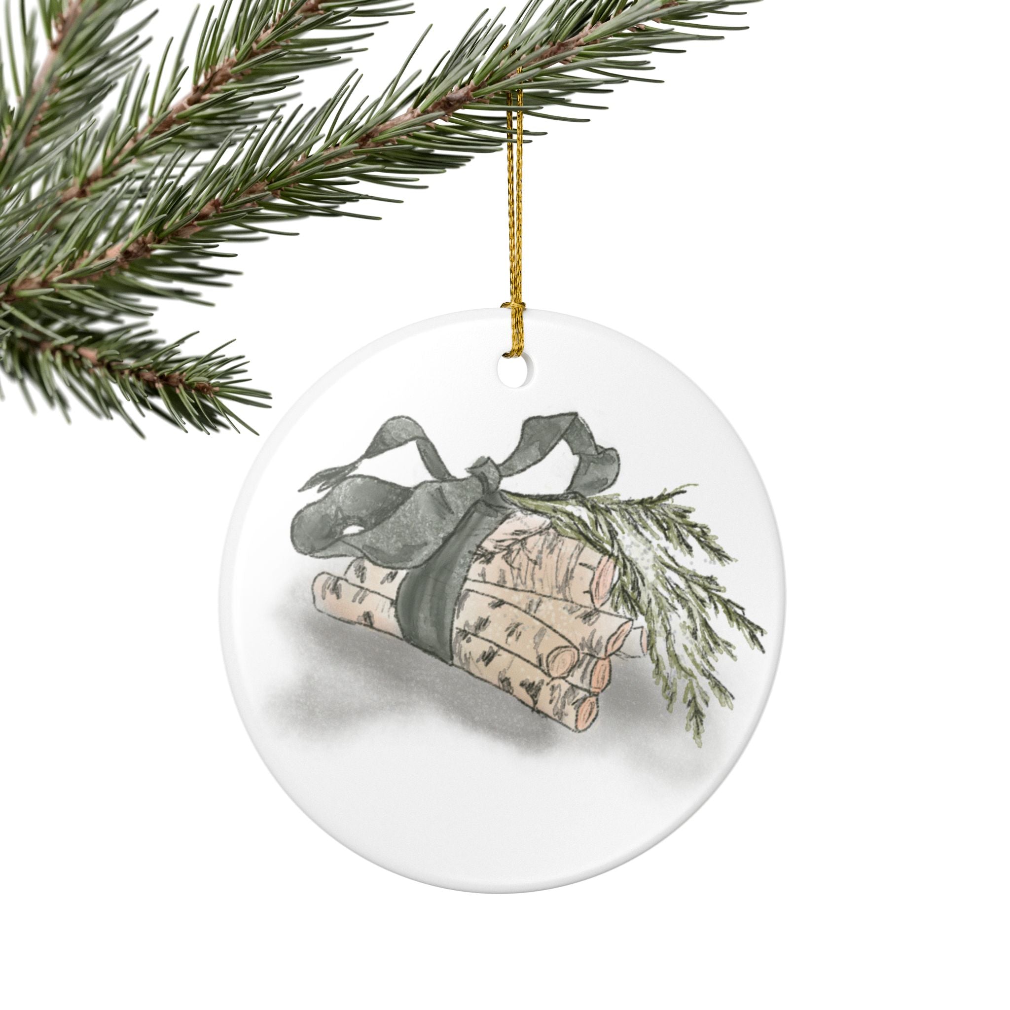 Bundle of Birch Ceramic Ornament