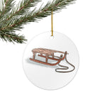 Wooden Sled Ceramic Ornament