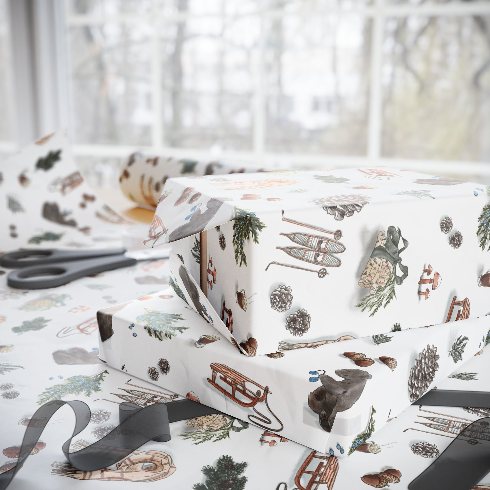 "Evergreen Winter" Illustrated Gift Wrap