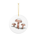 Snowy Mushrooms Ceramic Ornament