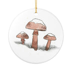 Snowy Mushrooms Ceramic Ornament