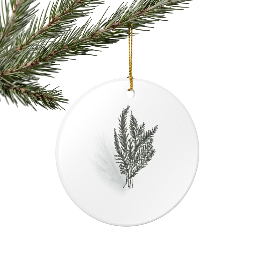 Cedar Bough Ceramic Ornament