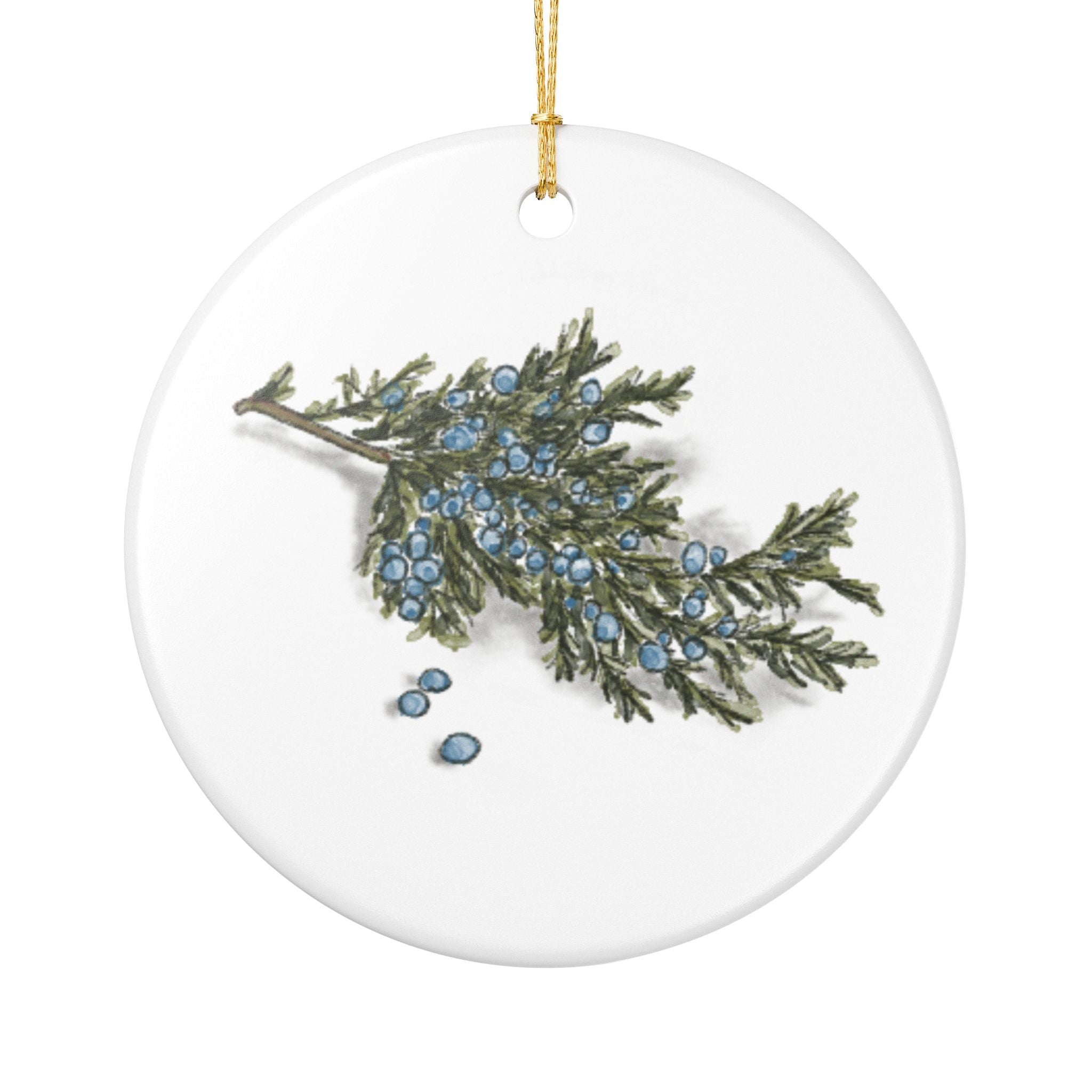 Juniper Sprig Ceramic Ornament