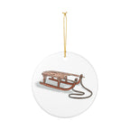 Wooden Sled Ceramic Ornament