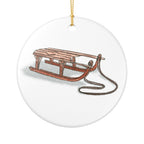 Wooden Sled Ceramic Ornament
