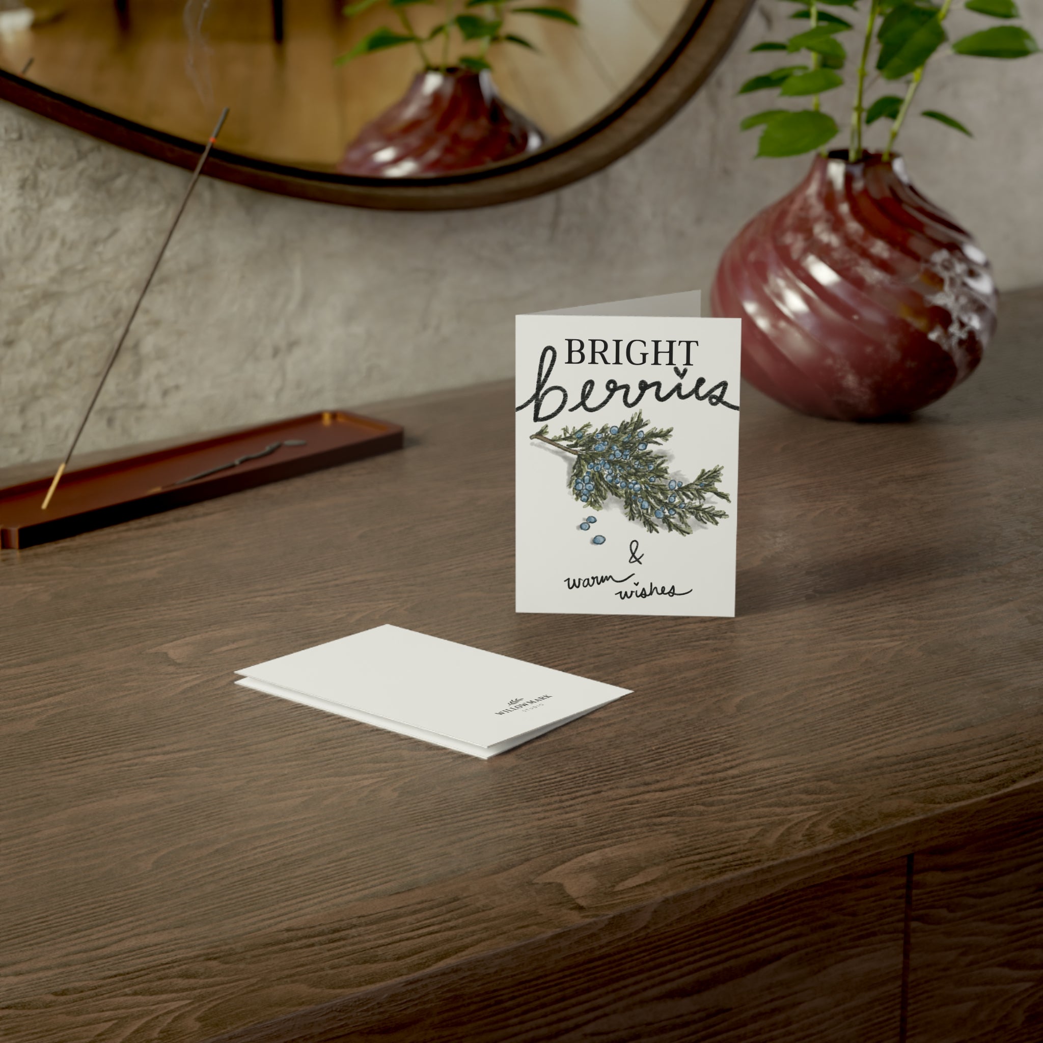 "Bright Berries and Warm Wishes" Greeting Card (1, 10, 30, or 50 pack)