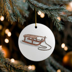 Wooden Sled Ceramic Ornament