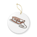 Wooden Sled Ceramic Ornament
